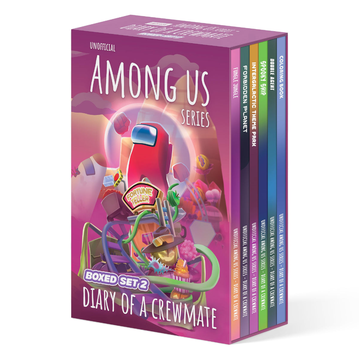 Kid-Fi Media Among Us box set cover shows five diaries and coloring book for young readers.