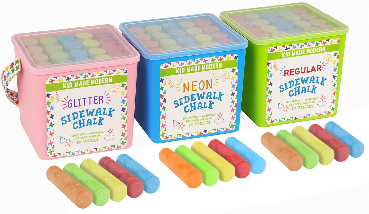 Kid Made Modern neon chalk set for vivid outdoor artwork.