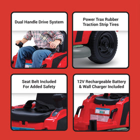 Kid Trax 12V Zero Turn Mower Jr. built-in seat belt for rider security