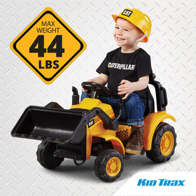 Kid Trax Frontloader on driveway demonstrates kid-friendly outdoor fun.