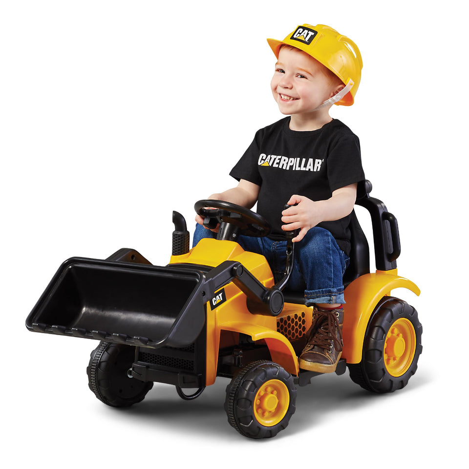 Kid Trax Frontloader front bucket in action for toddler digging play.