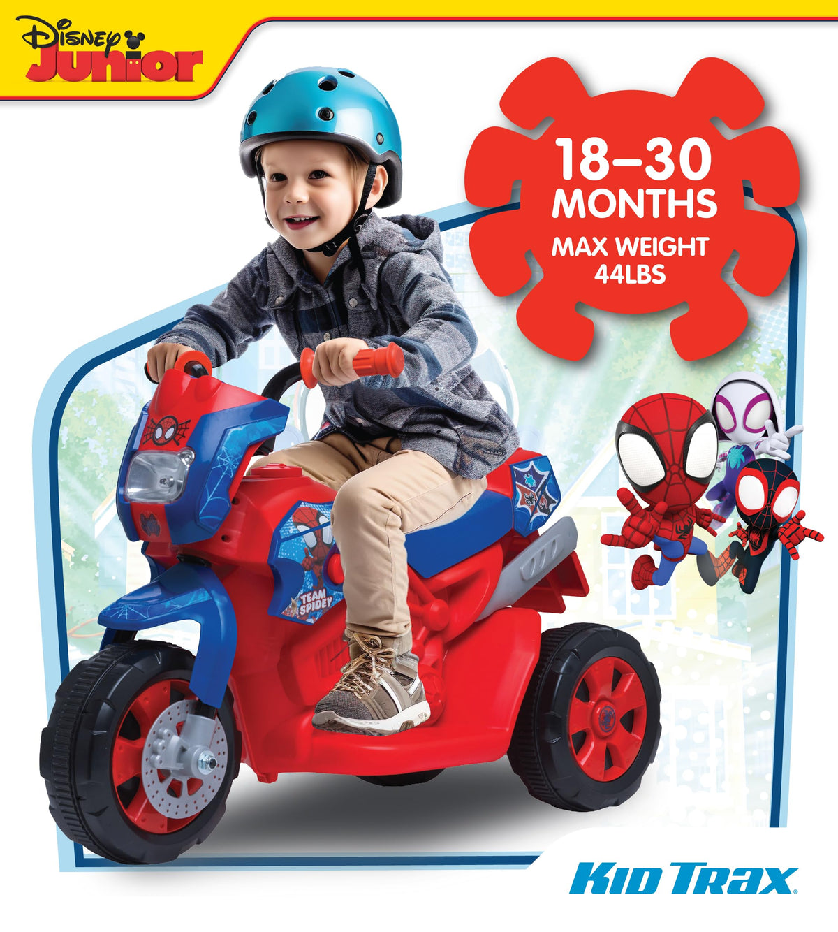 Kid Trax Marvel Spiderman trike wheels with textured traction for outdoor rides