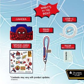 Kidamento Spider-Man camera featuring a kid-friendly design that sparks imagination.