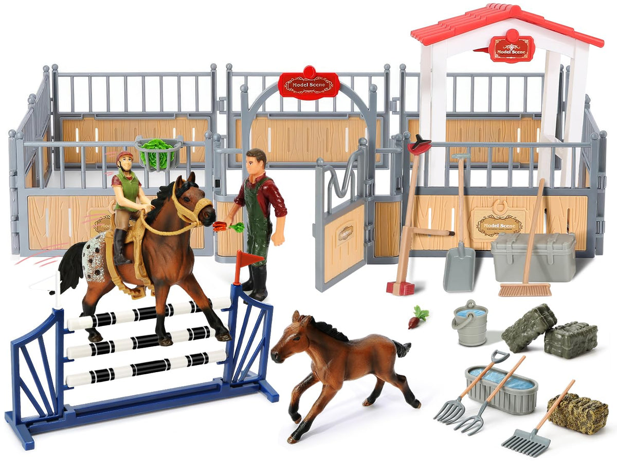 KIDBEST horse stable playset with 26 pieces sparks imaginative pretend play at home.
