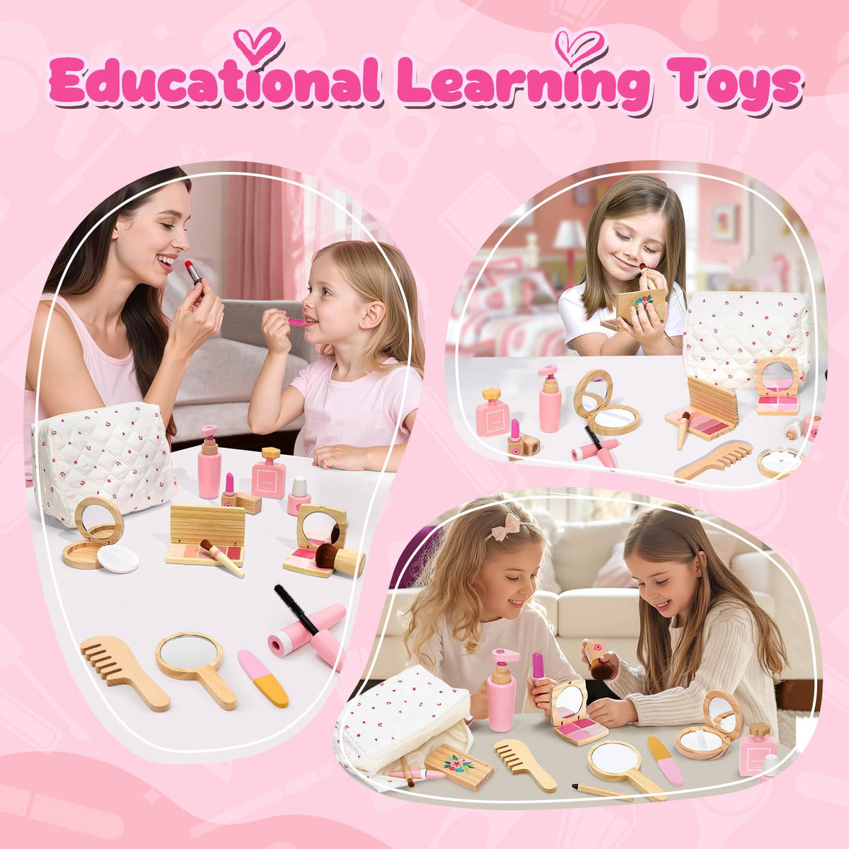 KIDBEST wooden eyeshadow set encouraging color exploration during playtime
