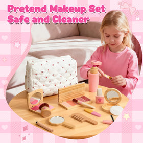 KIDBEST wooden lipstick in a safe, wooden case for pretend makeup