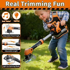 KidBloom leaf blower with lights for interactive outdoor pretend play.