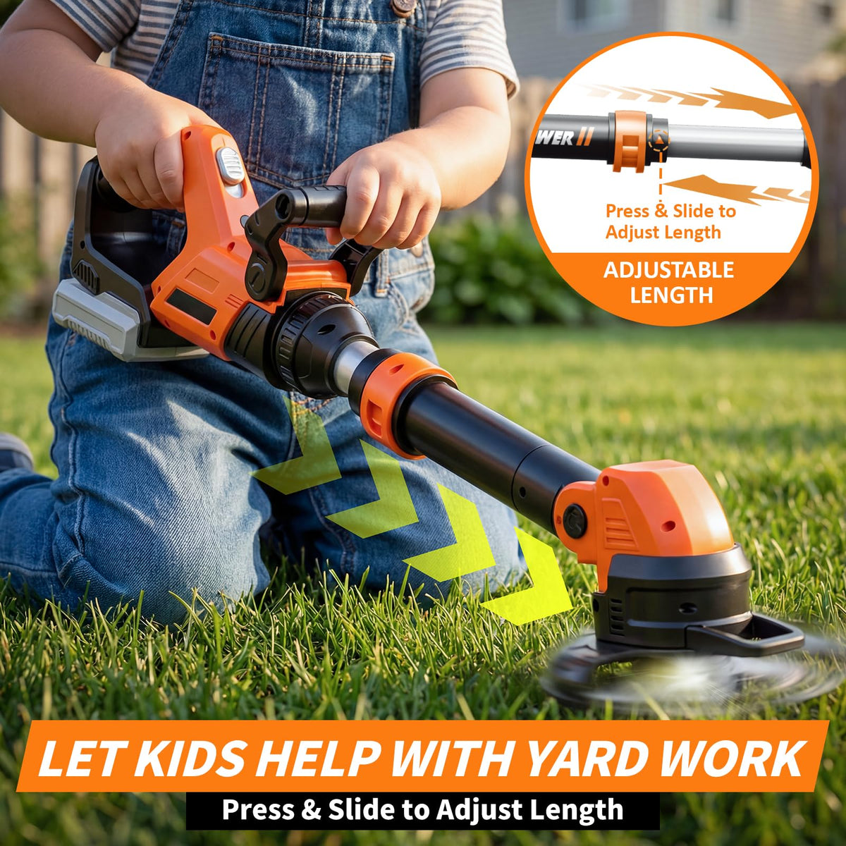 KidBloom lawn mower toy with sound on off switch promotes independent, focused play.