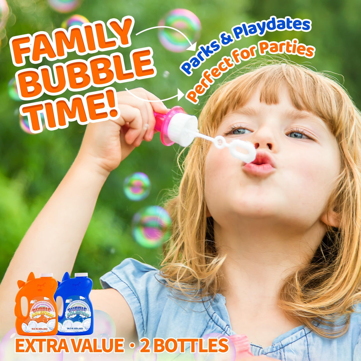 Kiddelo child-safe bubble solution for outdoor play and safe fun