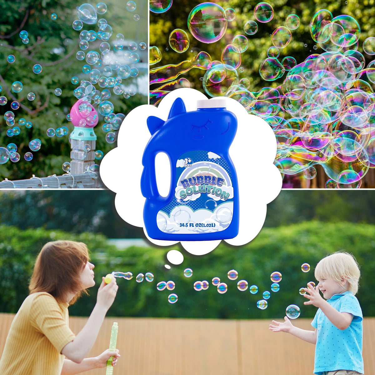 Kiddelo party outdoors with bubbles fueled by concentrated solution