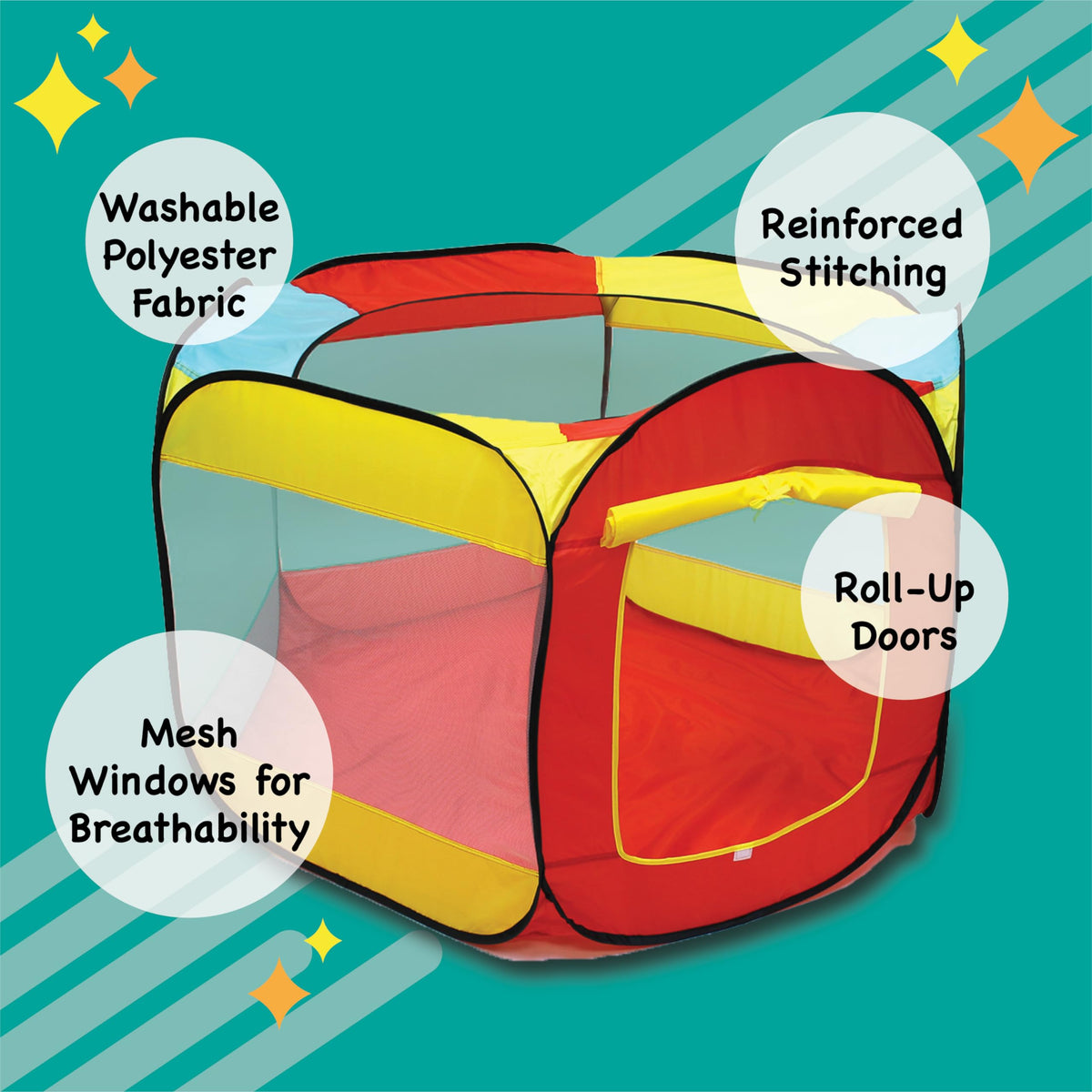 Kiddey ball pit pop-up tent with durable fabric for long-lasting play sessions.