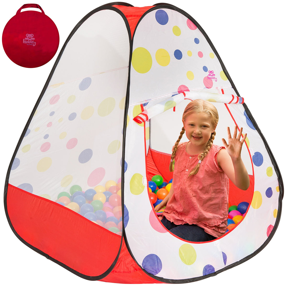 Kiddey Ball Pit with zippered storage bag for neat, compact storage.