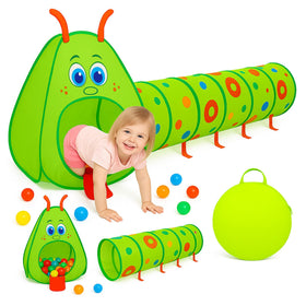 Kiddey Caterpillar play tunnel open for crawling and imaginative play
