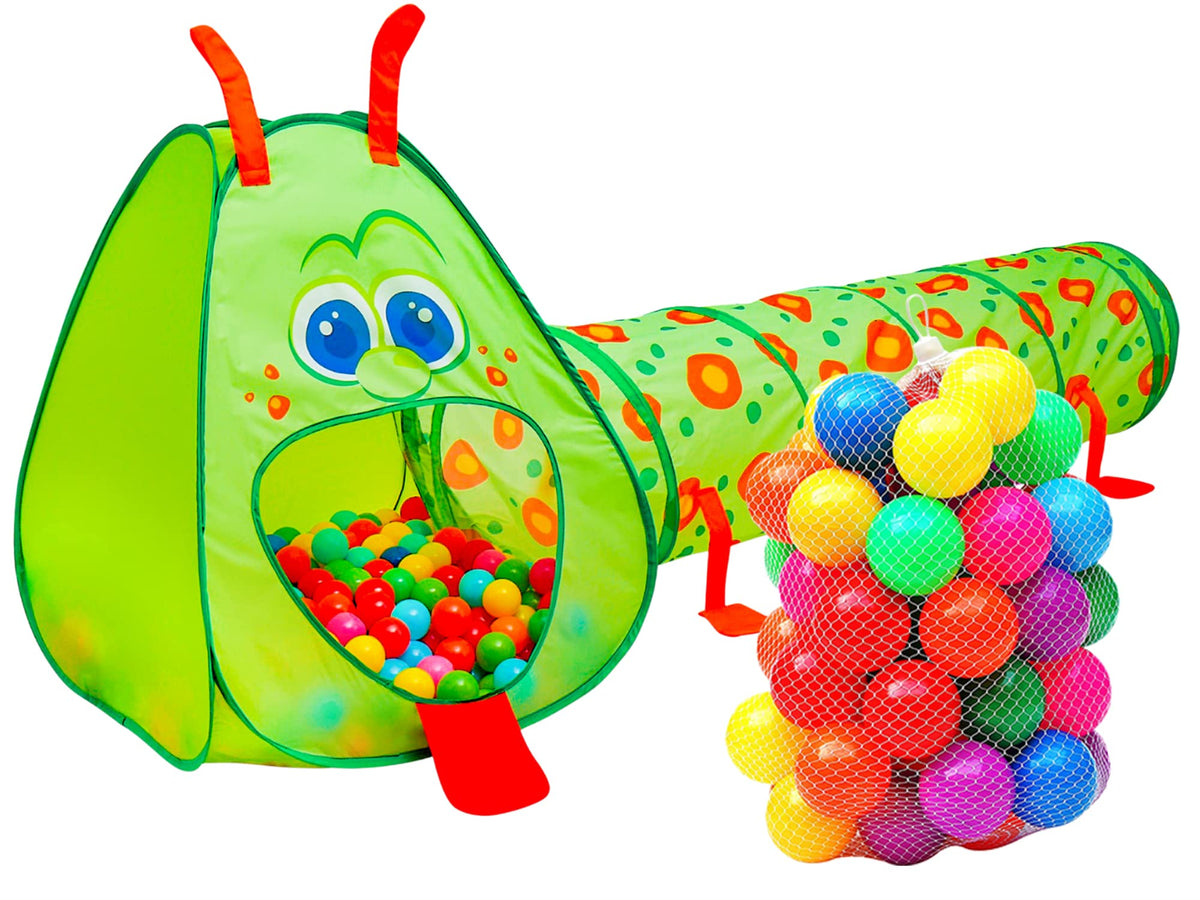 Kiddey Caterpillar tunnel setup for easy indoor and outdoor play.