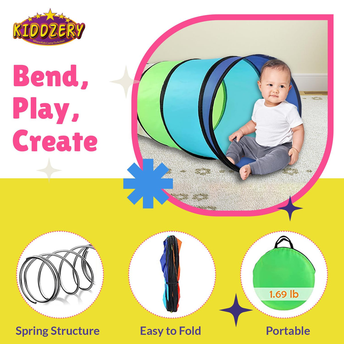 Kiddey foldable design for easy storage and transport.