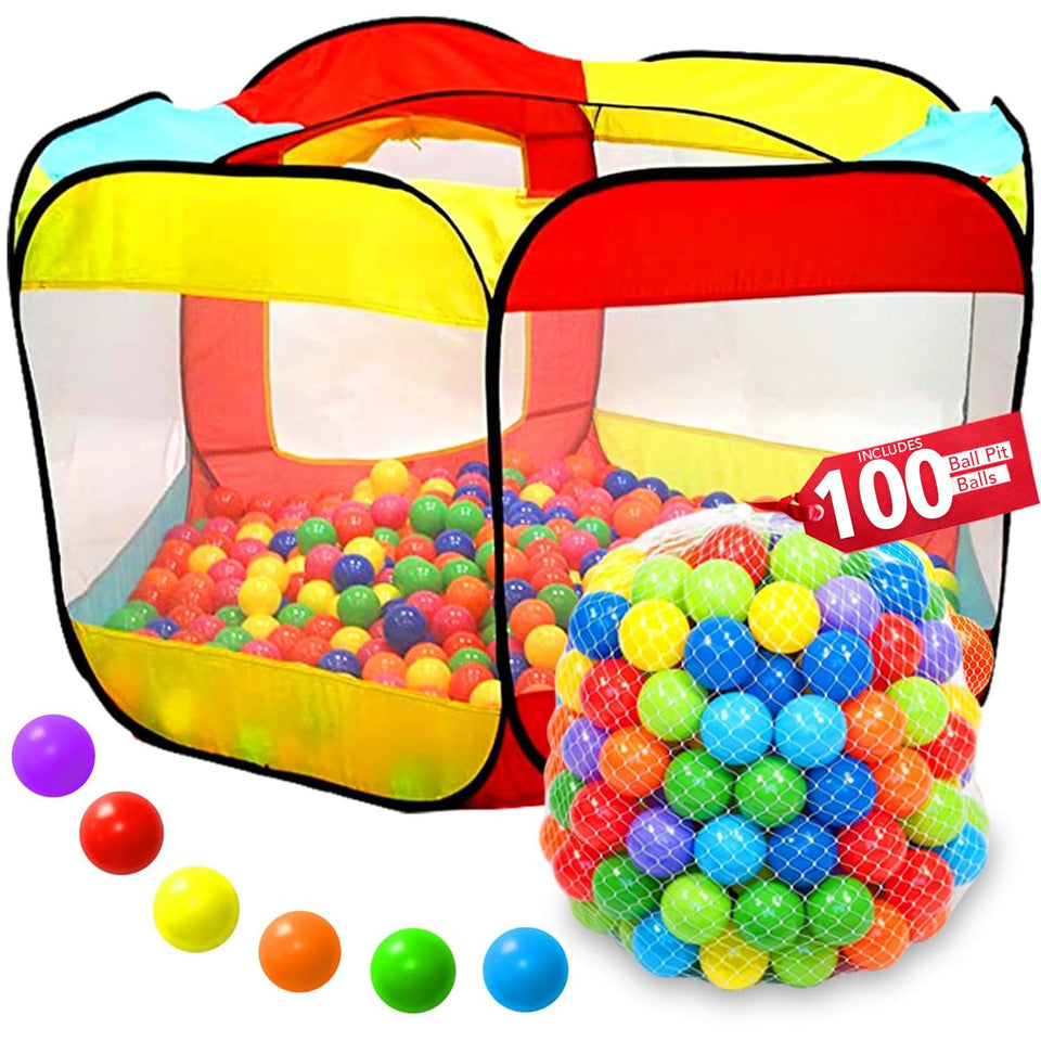 Kiddey play tent front view with 100 balls for indoor fun