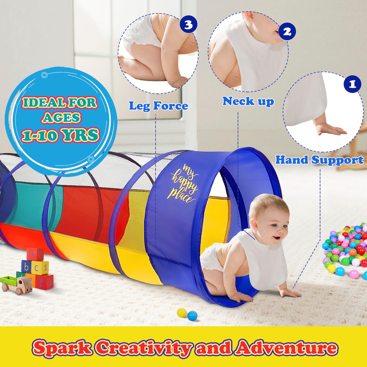 Kiddey Play Tunnel indoors and outdoors use for versatile play spaces