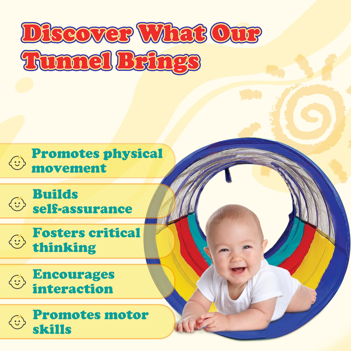 Kiddey Play Tunnel multicolored fabric inviting energetic play at home