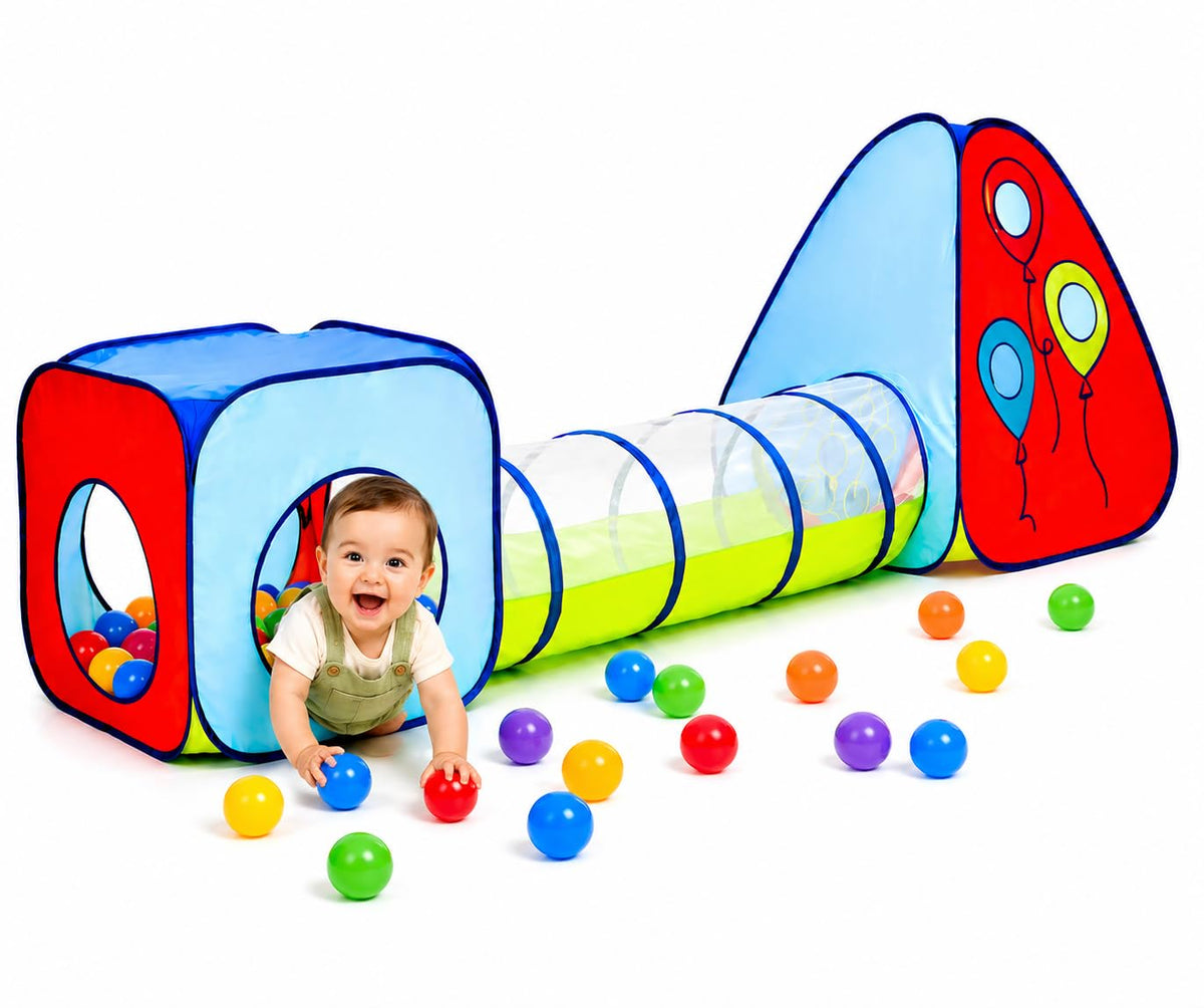 Kiddee tunnel and ball pit tent assembly, easy setup for indoor and outdoor fun.