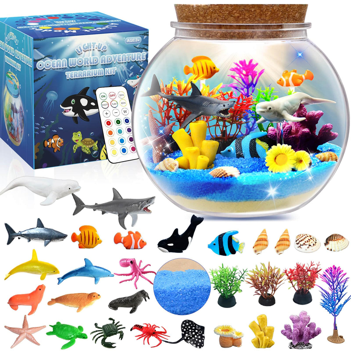 Kiddgroo Ocean Light Up Terrarium Kit packaging, ready for gifting and imaginative play.