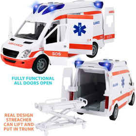 Kiddie Play ambulance detachable top enables varied play setups.