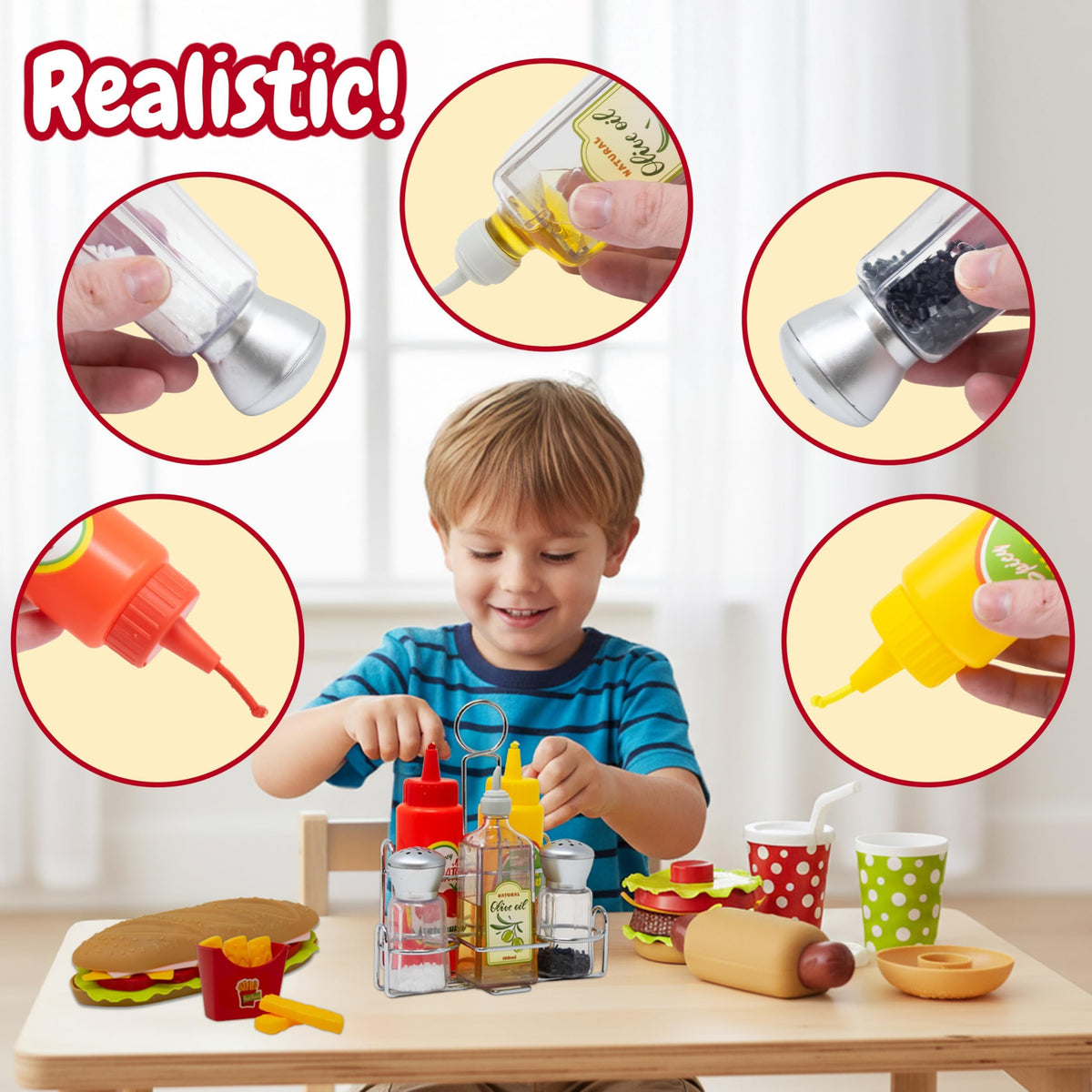 Kiddie Play fast-food hot dog piece for imaginative play and social dining