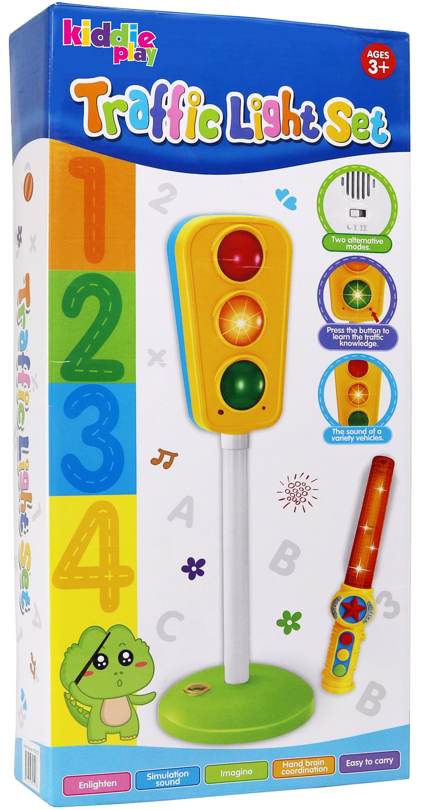 Kiddie Play traffic light toy base stability with sand or water for steadiness.