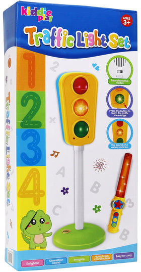 Kiddie Play traffic light toy base stability with sand or water for steadiness.
