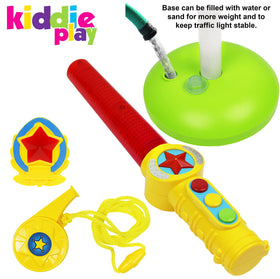 Kiddie Play traffic light toy yellow signal shows caution for budding drivers.