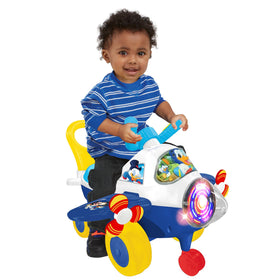 Kiddieland Disney Donald Duck plane battery compartment powers lights and sounds.
