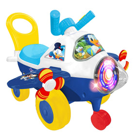 Kiddieland Disney Donald Duck plane steering wheel demonstrates cause and effect.