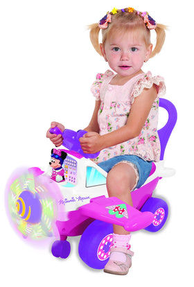 Kiddieland Minnie ride-on plane with 360-degree steering for easy control.