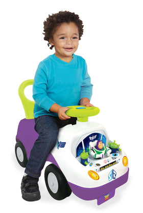 Kiddieland Buzz ride-on with foot-to-floor design helps toddlers build balance safely.