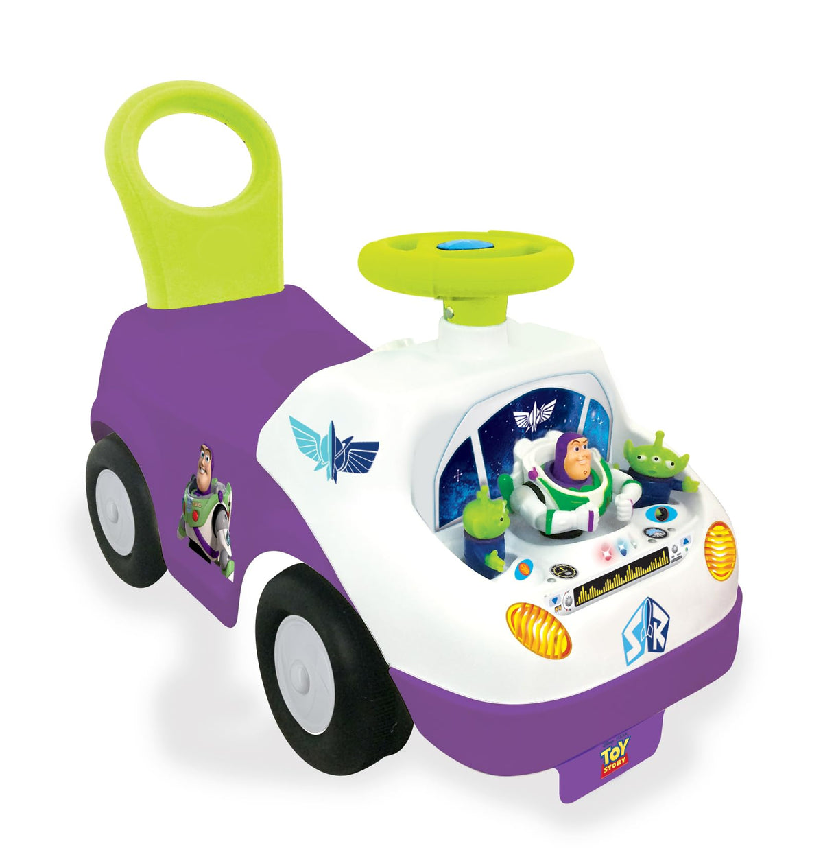 Kiddieland Buzz ride-on toy music and lights boost attention and fun during rides.