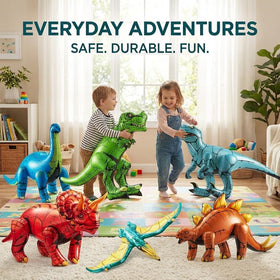 KiddieLoot stegosaurus inflatable, durable vinyl for indoor and outdoor play.