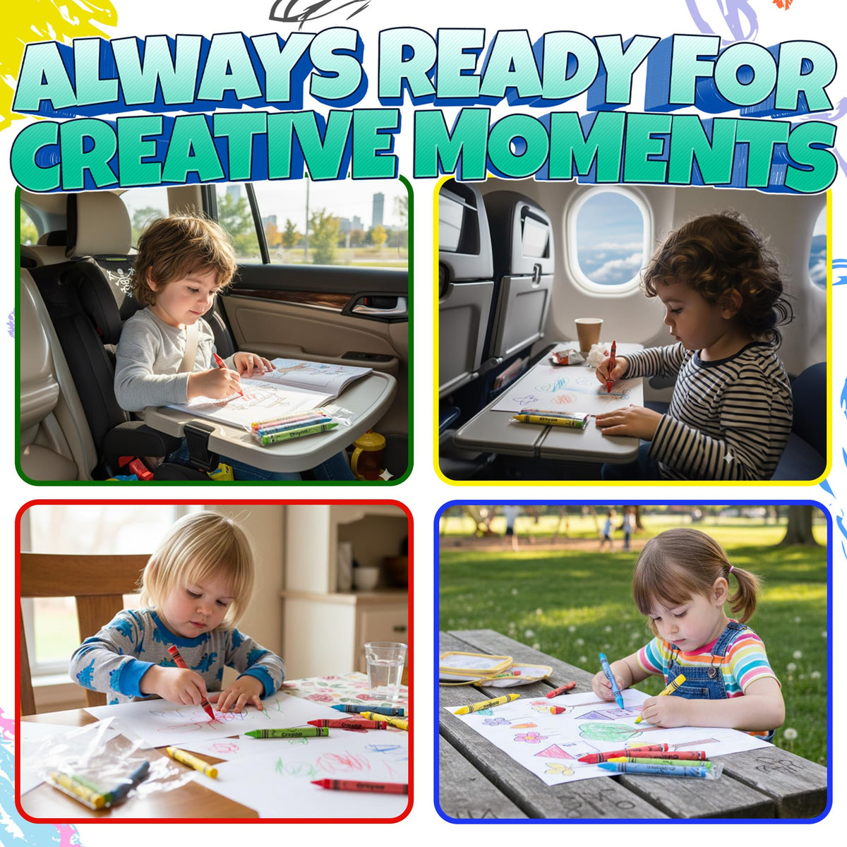 KiddieLoot non-toxic wax crayons emphasizing safety and everyday creativity