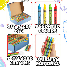 KiddieLoot pre-wrapped 4-pack crayons designed for quick classroom distribution