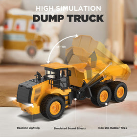 KIDDITOY Mighty 9-Channel RC Dump Truck lights and sounds for immersive play