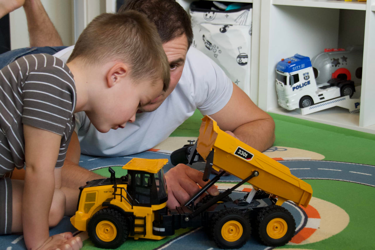KIDDITOY Mighty 9-Channel RC Dump Truck ready-to-run setup for instant play