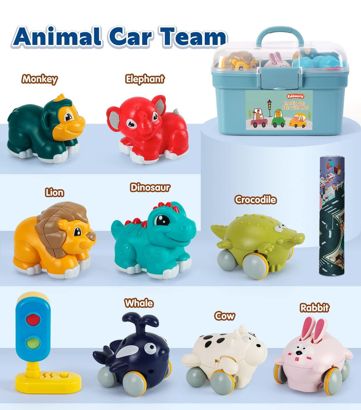 Kiddiworld elephant car toy fosters storytelling and fine motor development.