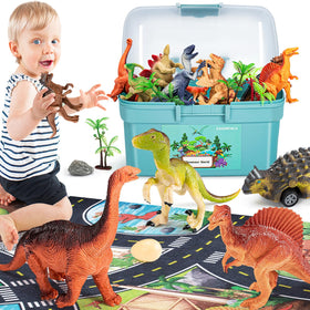 Kiddiworld dinosaur play mat with figures for collaborative storytelling.