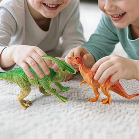 Kiddiworld Parasaurolophus figure adds colorful Jurassic details.