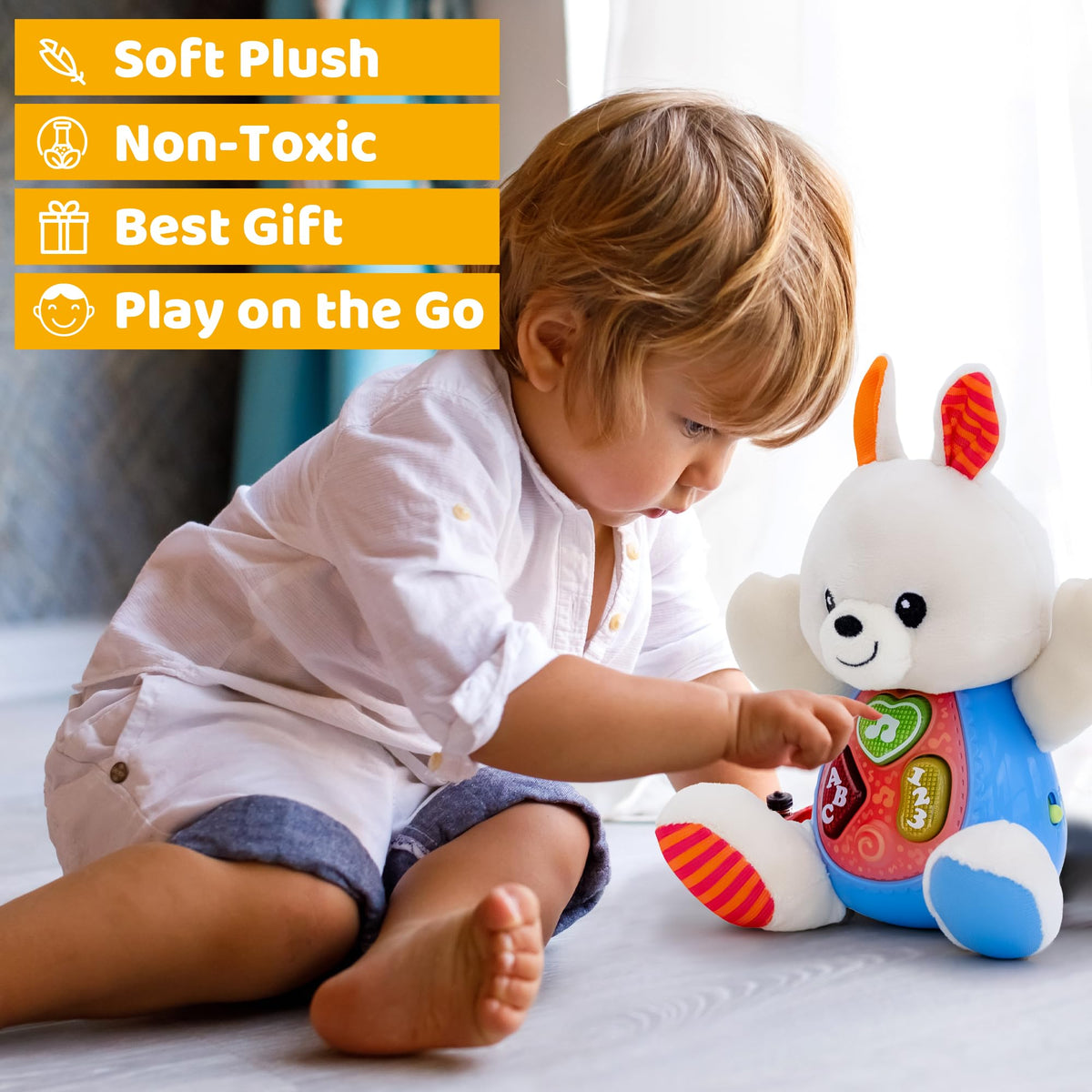KiddoLab Easter Bunny Plush serves as a cozy basket stuffer and bedtime friend.
