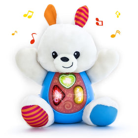 KiddoLab Easter Bunny Plush with 3 light-up buttons for interactive songs.