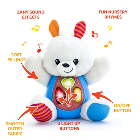 KiddoLab Easter Bunny Plush features soft fabric for gentle baby skin.