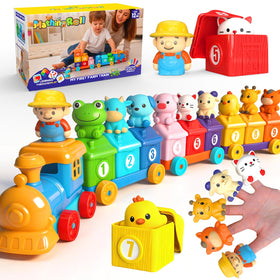 KiddoTOYZ counting train with farm animals enhances early numeracy.