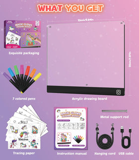 KiddyFunpals LED drawing board features rounded edges for safe use