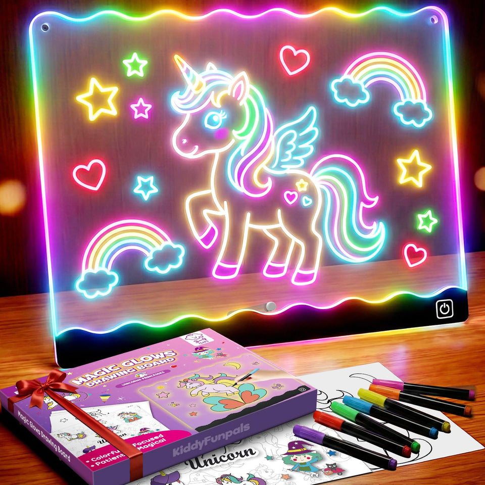 KiddyFunpals LED drawing board unicorn 10in for magical creative play.