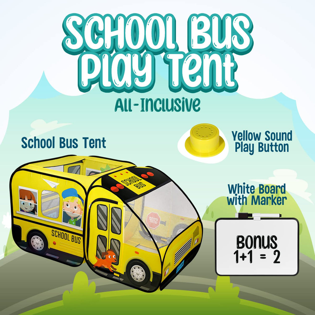 Kiddzery bus tent interior offers spacious play area.