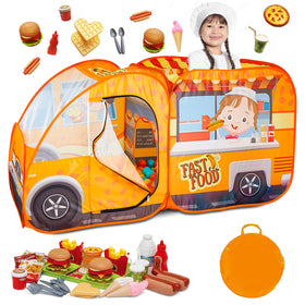 Kiddzery Food Truck Play Tent front view for imaginative pretend play.
